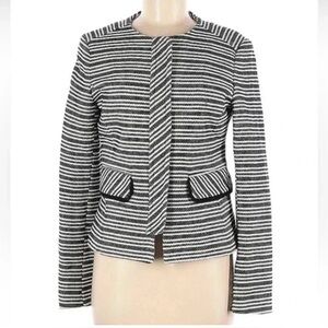 Striped Black & White Women's Collarless Jacket, size small